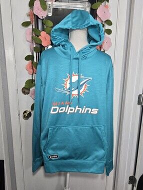 NFL Men's Aqua Miami Dolphins Streak Fleece Pullover Hoodie Sz Large